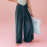 Pantalon sarouille décontracté en coton avec larges surpiqûres aux poignets