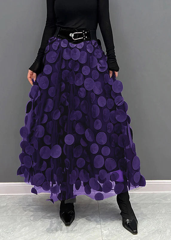 Jupe élégante en tulle patchwork à pois noirs d'automne