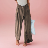 Pantalon sarouille décontracté en coton avec larges surpiqûres aux poignets