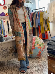 Cárdigan de moda con estampado retro de doble cara