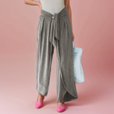 Pantalon sarouille décontracté en coton avec larges surpiqûres aux poignets