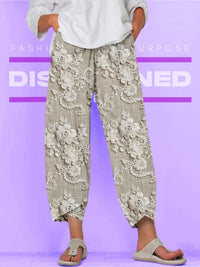 Pantalones Cortos Casuales con Bordado de Encaje Floral