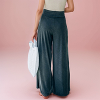 Pantalon sarouille décontracté en coton avec larges surpiqûres aux poignets