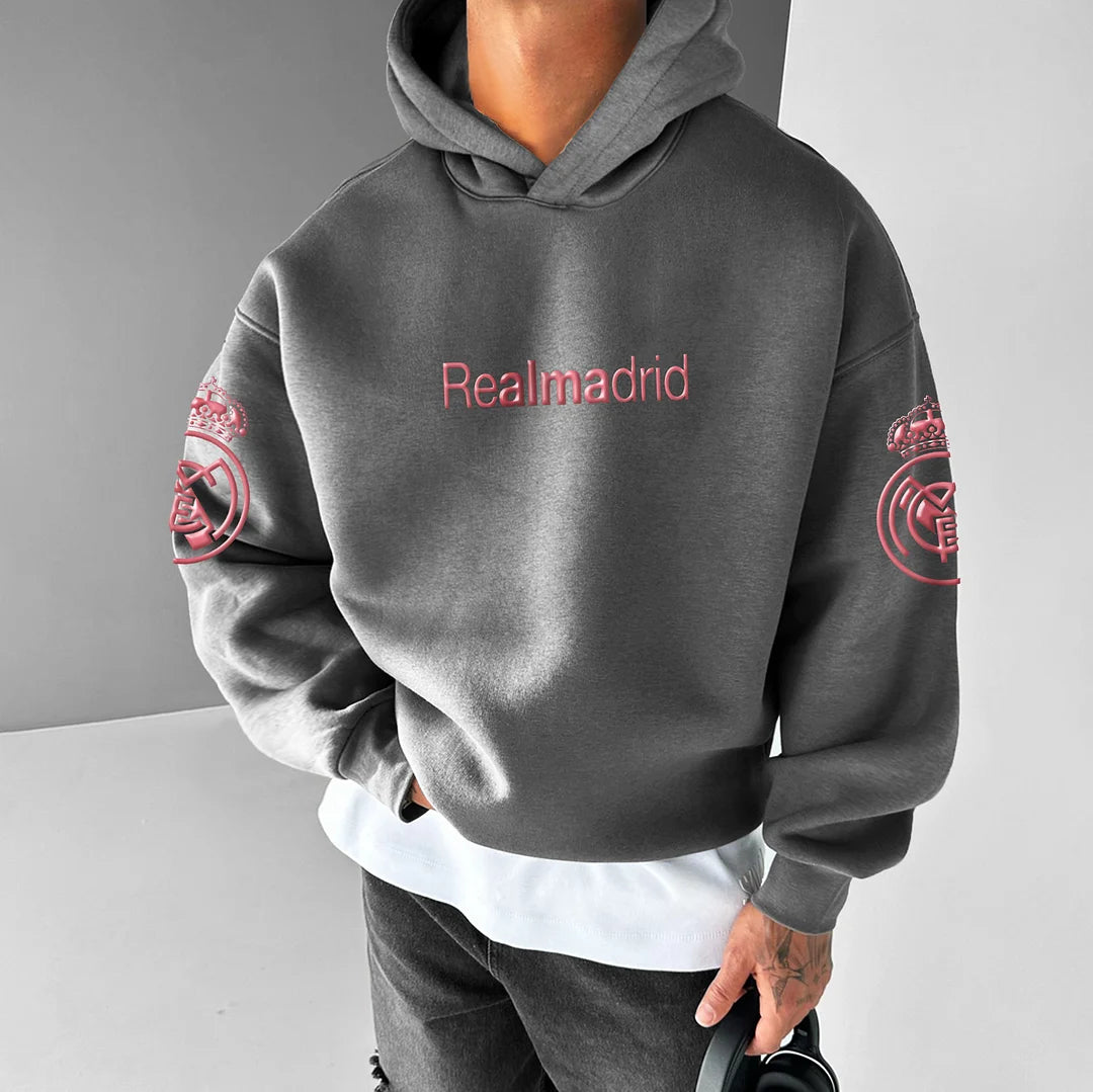 Men's Oversized Hoodie with Football Print for Casual Wear