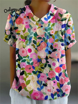 Camisa fluida de mujer con colorido estampado floral primaveral